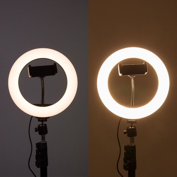 Кільцева світлодіодна LED лампа Arc Ring 10" + tripod 2.1m Black | Зображення 6