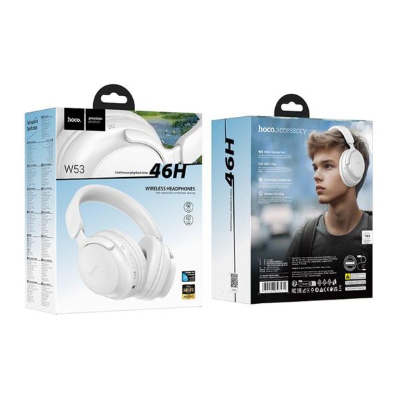 Бездротові навушники HOCO W53 Tone BT headphones Morning Mist White | Зображення 1