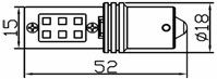 Світлодіодна автолампа 1156(P21W)-S25-BA15s, 12W (500Lm) Samsung LED(SMD2323) одноконтактна | Зображення 1