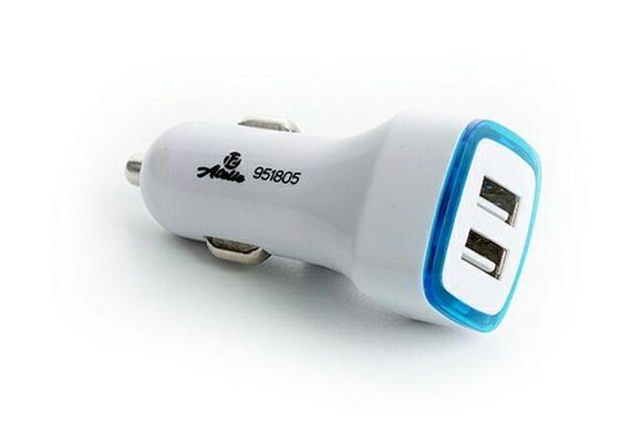 Зарядний пристрій USB, 12 Atelie (951805) 12/24 V — 5 V 2,1 A/білий/2 USB