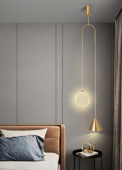 Люстра світлодіодна підвісна LED світильник для квартири на стелю лед 26846 Латунь 65-200х40х18 см. | Зображення 2