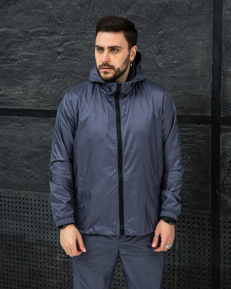 Мужской спортивный костюм из плащевки штаны и ветровка, BD0030 цвет графит, размер L | Зображення 1