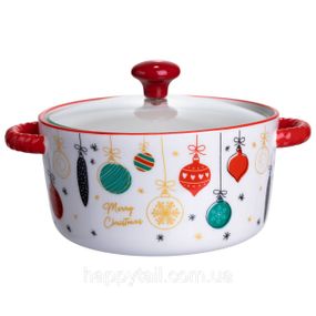 Супниця порцелянова Merry Christmas новорічна  800 (мл) з кришкою Yiwu FM-CS-9B