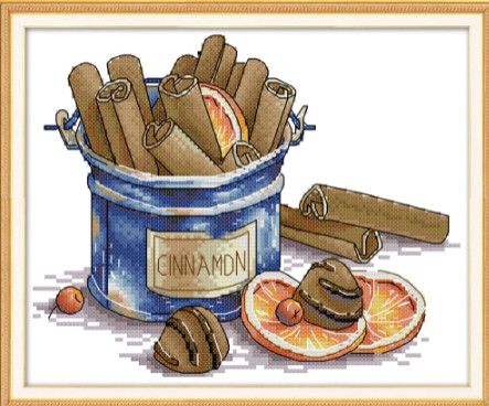 Набор для вышивания крестиком по нанесённой на канву схеме "Cinnamon". AIDA 14CT printed, 28*21 см