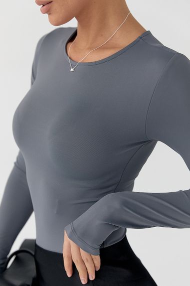 Еластичне однотонне боді - сірий цвет, S (є розміри) | Зображення 3