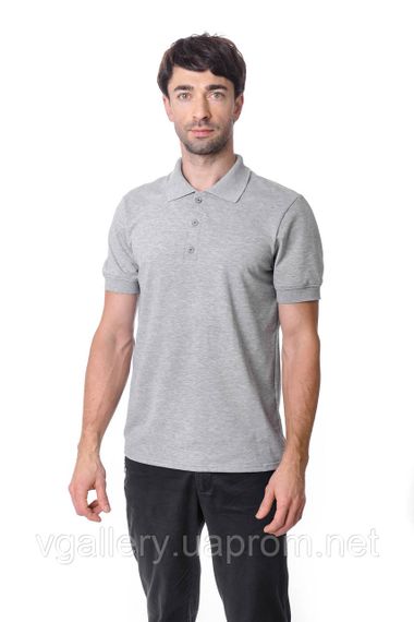 Футболка чоловіча ПОЛО — Сірий Меланж із манжетом із МІКРОЛАКОСТИ L