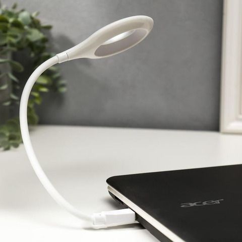 Гнучка USB лампа з голосовим керуванням із зарядкою від Power bank біла / Світлодіодний ліхтар LK-50 | Зображення 3