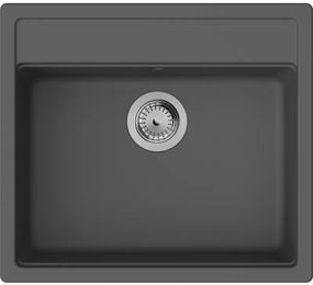 Мийка кухонна HansgroheS52, граніт, прямокутник, без крила, 550х490х190мм, чаша - 1, врізна, S520-F510, чорний графіт (43359290)