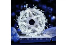 Гирлянда Роса на катушке фейерверк - мишура от USB, 20м, 600LED + пульт Белый