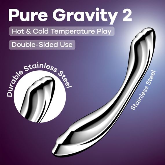 Металевий дилдо Satisfyer Pure Gravity 2, двосторонній, можна нагрівати й охолоджувати, дуже важкий | Зображення 5