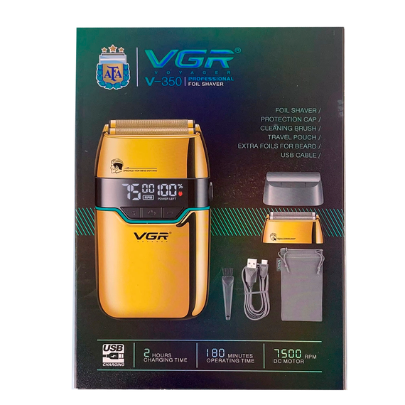 Электробритва VGR V-350 GOLD шейвер, двойное лезвие, 2 насадки, LED дисплей | Зображення 9