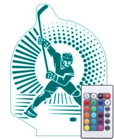 Акриловый светильник-ночник с пультом 16 цветов Хоккей tty-n001484