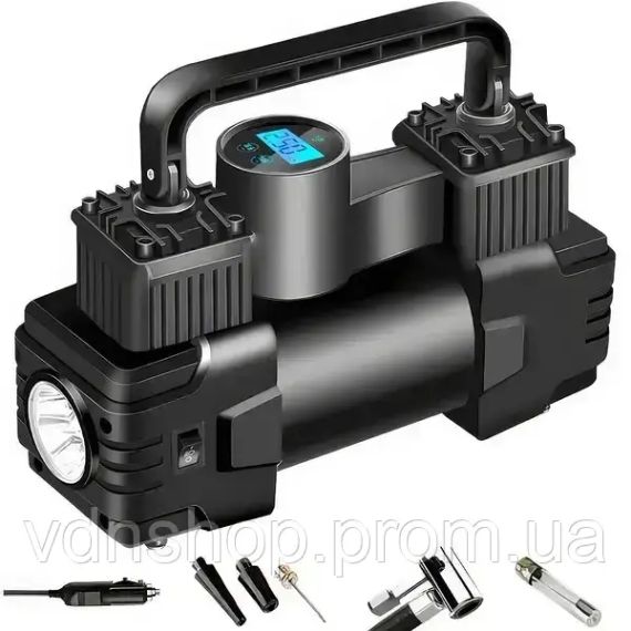 Портативный автомобильный компрессор с дисплеем и питанием от прикуривателя Air pump XL-1025 | Зображення 1