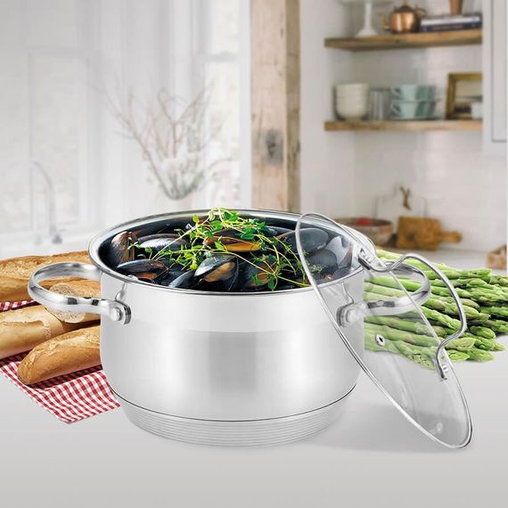Каструля Maestro MR-3512-20, 3. 9 л, 20 см, з нержавіючої сталі з кришкою, для всіх типів плит | Зображення 1