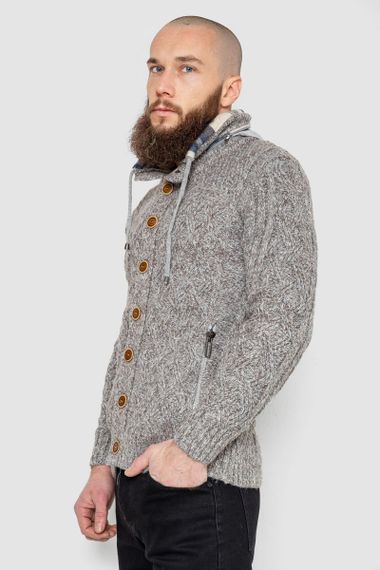 Кофта чоловіча на блискавці з капюшоном, колір бежевий, 214R10635 | Зображення 2