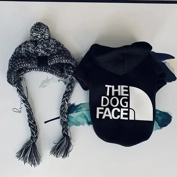 Толстовка для собак з капюшоном чорна з білим the dog face XXL | Зображення 2