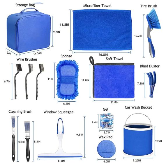 Набір з мікрофібр аплікаторів та щіток для догляду за автомобілем, комплект 16 штук | Зображення 5
