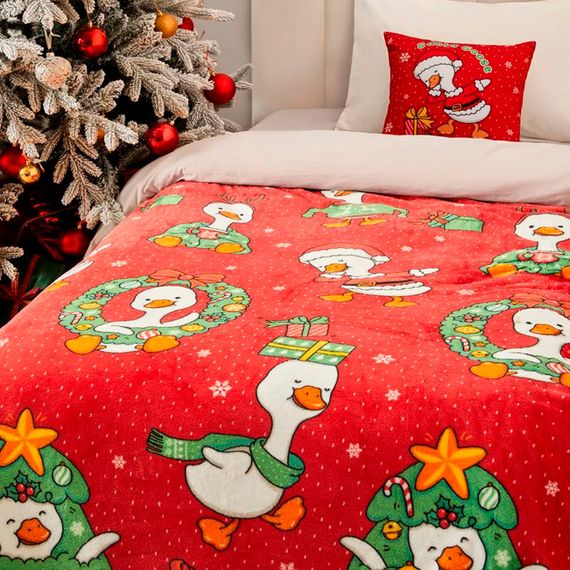 Плед фліс Новорічні гусенята 150x200 см Love You | Зображення 2