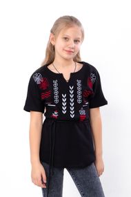 Вишиванка для дівчинки з коротким рукавом Носи своє 146 Чорний (p-16438-189819)