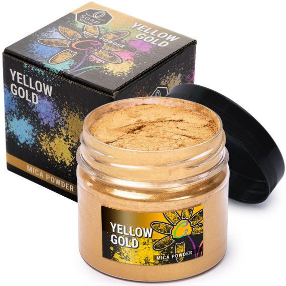 Слюдяний пігментний порошок YELLOW GOLD (Золото) для смоли мила макіяжу манікюру SOAP SHOP банка 57 грам