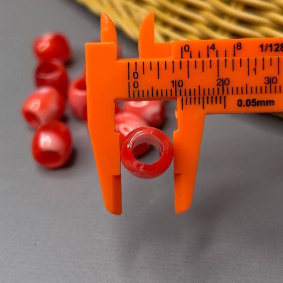 (20 гр) Намистини пластик бочонок 11 мм, - червоний | Зображення 2