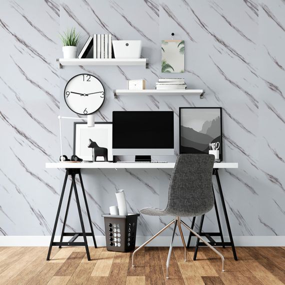 Самоклеюча вінілова плитка в рулоні 600х3000х2мм Білий мармур з прожилками Глянсова SW-00001285 | Зображення 5