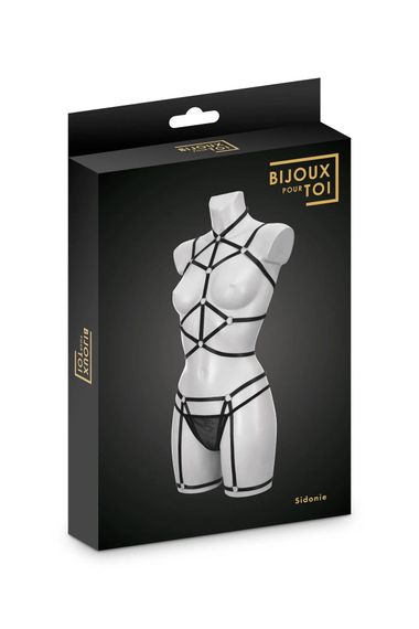 Комплект Bijoux Pour Toi - Sidonie, портупея, гартеры и трусики, Черный | Зображення 1