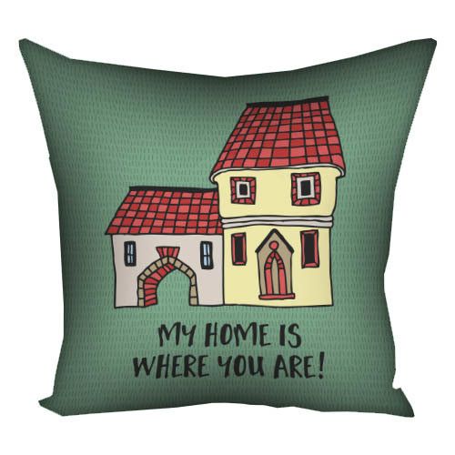 Подушка габардинова з принтом My home is where you are! 40x40 см (4P_17L098)