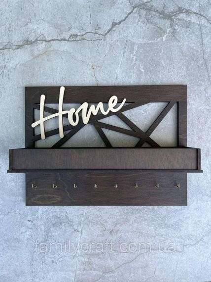 Настенный держатель для ключей из дерева Home Ключница из фанеры в стиле лофт Органайзер для ключей и мелочей | Зображення 3
