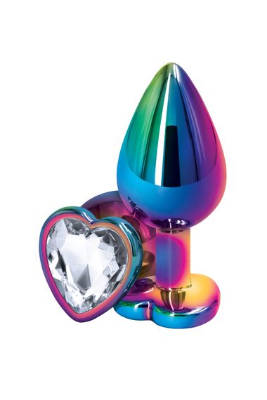 Анальна пробка NS Novelties REAR ASSETS MULTICOLOR HEART MEDIUM CLEAR