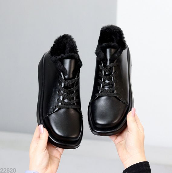 Мега стильні теплі чорні туфлі автоледі натуральна шкіра колір на вибір | Зображення 5