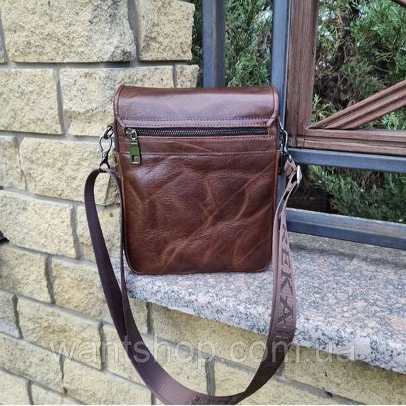 Мужская сумка с клапаном через плечо из гладкой кожи  Tiding Bag 79287 коричневая | Зображення 4