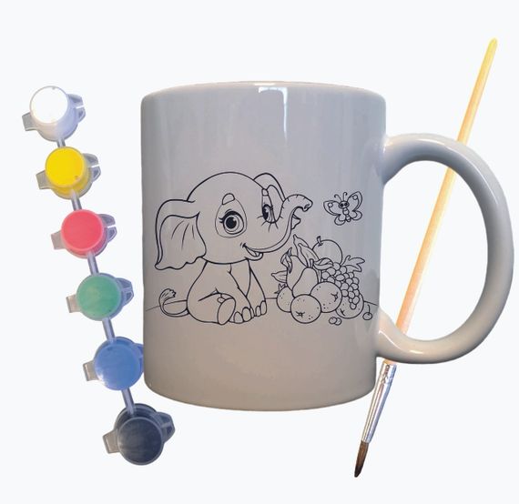 Набор для творчества кружка раскраска Слонёнок 330 мл белая