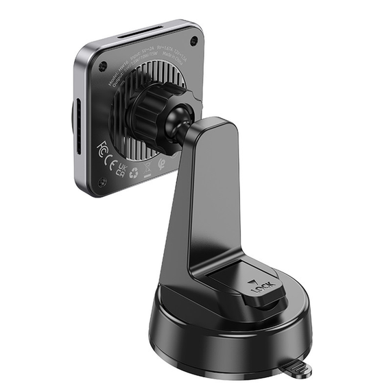 Магнітний тримач для телефону в машину на панель з безпровідною зарядкою MagSafe HOCO HW16 Сірий | Зображення 3