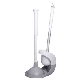 Набор для чистки унитаза: ершик для чистки туалета с подставкой и вантузом 50 (см) щетка для унитаза Серый HP-35015-28