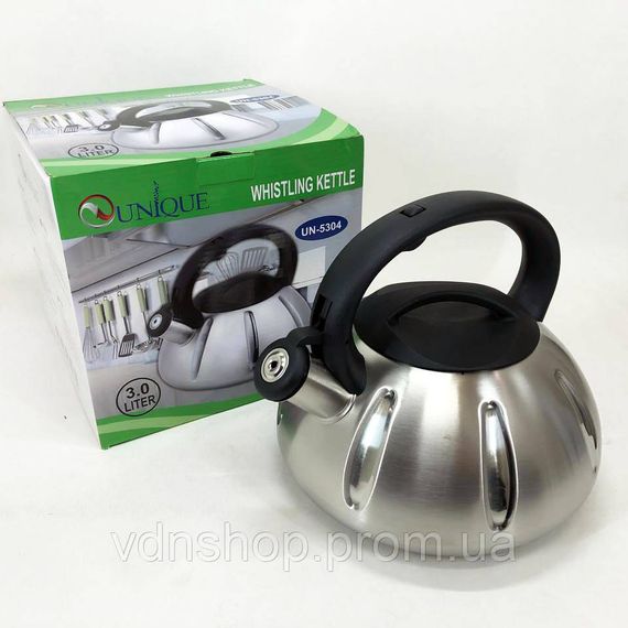 Чайник газовий 3 літри Unique UN-5304 3 л, Якісний чайник для газової плити Якісний металевий AG-85 | Зображення 4