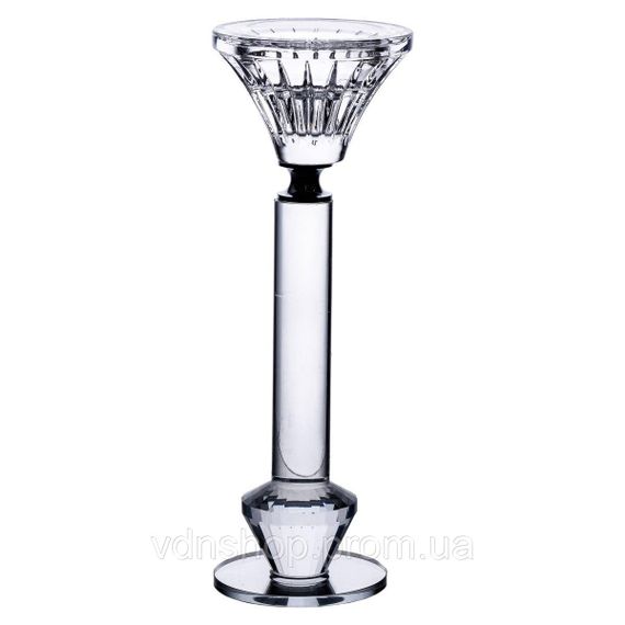 Підсвічник скляний на ніжці  6×19.5 см прозорий декоративний підсвічник на стіл HP-4-11M