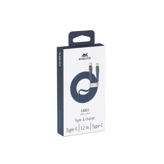 Кабель USB 2.0, PS6105 BL12, Type-C/Type-C, 3А, 60Вт, синій | Зображення 3