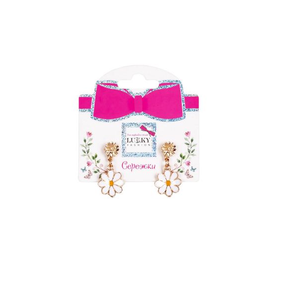 Детские серьги "Fashion ромашки" T24626 бело-желтый | Зображення 1