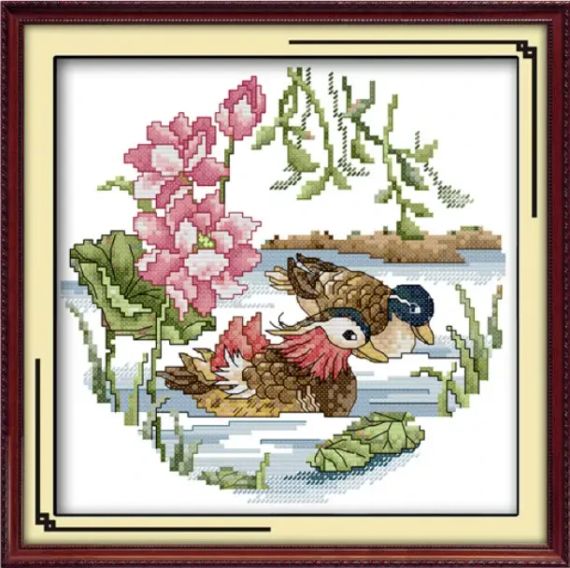 Набір для вишивання за нанесеною на канву схемою  "Together forever 2 ". AIDA 14CT printed, 26*25 см