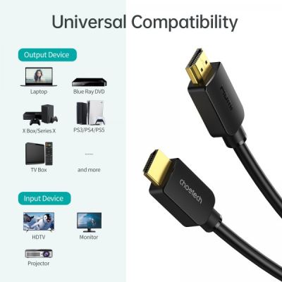 Кабель мультимедийный HDMI M to HDMI M 2.0m V2.1 8K60Hz HDR10 HLG Choetech (XHH-TP20) | Зображення 4