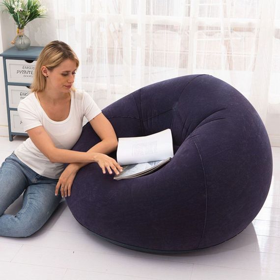 Надувное кресло-пуф Inflatable Sofa / Надувное кресло-мешок 110×110×85 см Темно-синий | Зображення 3