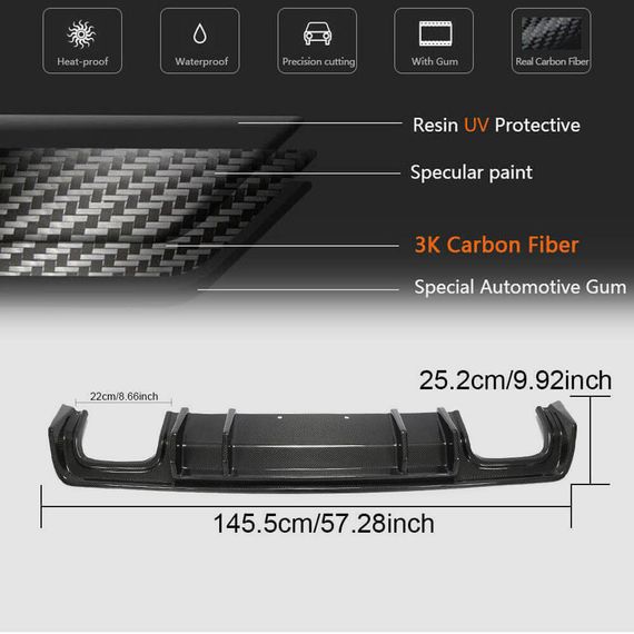 Диффузор заднего бампера (2015-2023, Карбон) для Dodge Challenger | Зображення 4