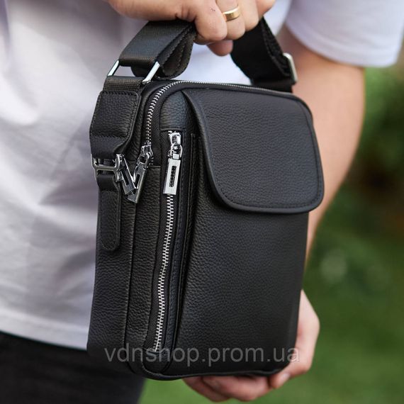 Чоловіча шкіряна сумка-барсетка 19х24х7.5, сумочка планшет через плече Bexhill BX-36256 чорна | Зображення 1