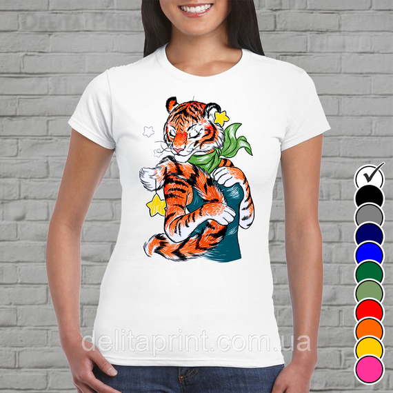 Футболка з новорічним принтом "Круті тигри - Тигриця" Family Look Новий Рік