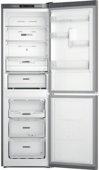 Холодильник з нижньою морозильною камерою Whirlpool W7X82IOX, 2 двері, 231л, 104л, A++, NF, Інвертор, Нержавіюча сталь (W7X82IOX) | Зображення 2