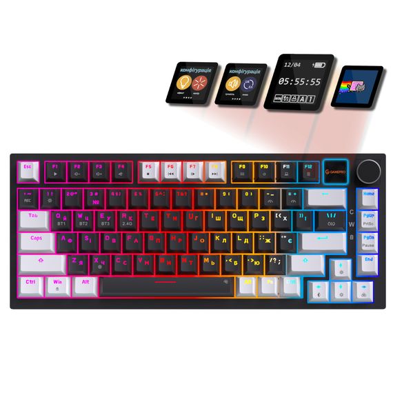 Клавіатура GamePro Asgard Valhalla Pro MK160B-D-Pro Rainy Switch Wireless/Bluetooth/USB UA Black (MK160B-D-Pro) | Зображення 1