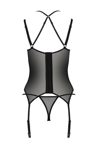 Корсет Passion DROSERA CORSET black, L/XL, з кріпленнями для панчіх, трусики в комплекті | Зображення 3
