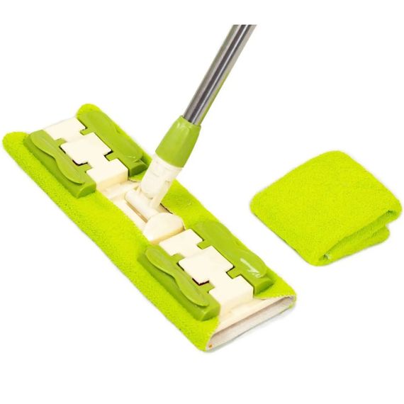 Швабра полотер для быстрой уборки с насадкой из микрофибры на зажимах с запаской. JI-892 Цвет: зеленый | Зображення 4