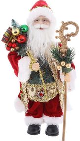 Интерьерная новогодняя фигурка Santa с подарками 30см красный с зеленым